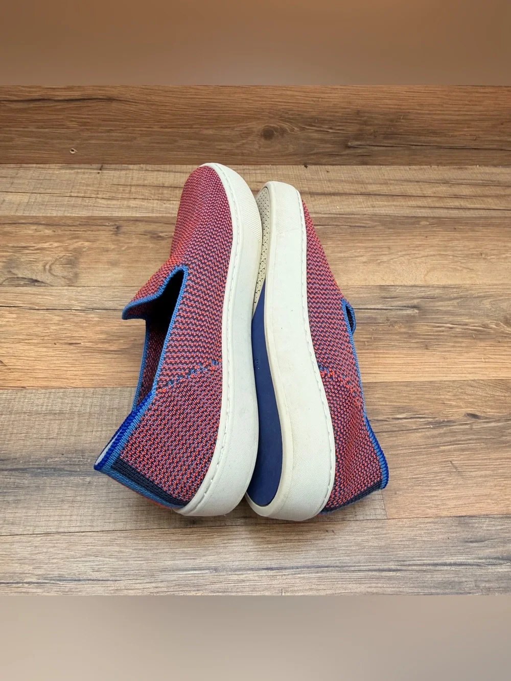 Rothy's size 7 The Sneaker Tangerine Multicolor Stitched Slip On Shoes